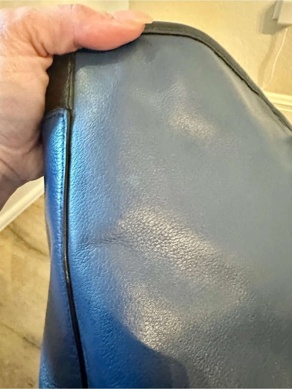 Coach Vintage Blue Navy Color Block Leather Perry Business Tote with Black Trim - Picture 16 of 16